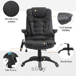 Executive Office Chair with Massage and Heat PU Leather Reclining Chair, Black