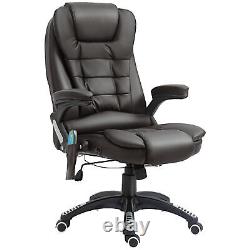Executive Office Chair with Massage and Heat PU Leather Reclining Chair, Brown