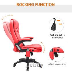 Executive Office Chair with Massage and Heat PU Leather Reclining Chair, Red