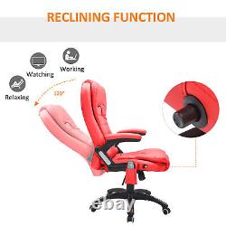 Executive Office Chair with Massage and Heat PU Leather Reclining Chair, Red