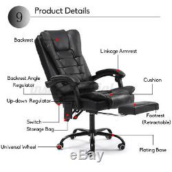 Executive Office Massage Chair Recliner Computer Chair Footrest Faux Leather