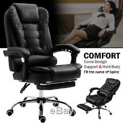 Executive Racing Gaming Chair Computer Office Leather Swivel Recliner Black UK
