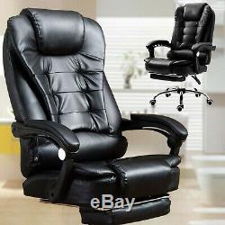 Executive Racing Gaming Chair Computer Office Leather Swivel Recliner Black UK