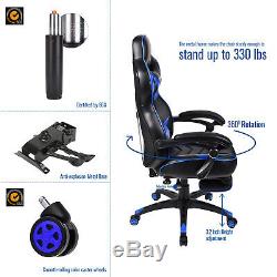 Executive Racing Gaming Computer Office Chair Adjustable Desk Recliner Footrest