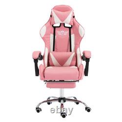 Executive Racing Gaming Computer Office Chair Adjustable Swivel Recliner Pink