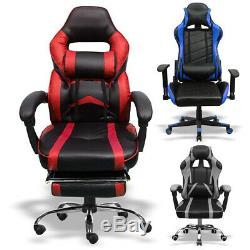Executive Racing Gaming Computer Office Chair With Footrest Desk Leather Swivel