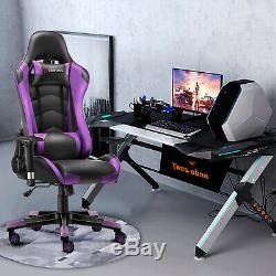 Executive Racing Gaming Home Office Chair Adjustable Swivel Recliner Leather