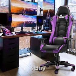 Executive Racing Gaming Home Office Chair Adjustable Swivel Recliner Leather