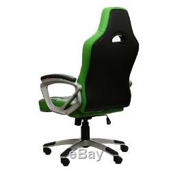 Executive Racing Gaming Office Chair Swivel Sport PU Leather Computer Desk Green
