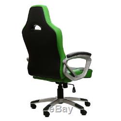 Executive Racing Gaming Office Chair Swivel Sport PU Leather Computer Desk Green