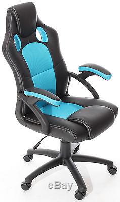 Executive Racing Style Swivel Chair Luxury Office High Back Support PU Leather