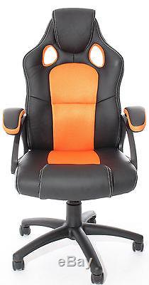 Executive Racing Style Swivel Chair Luxury Office High Back Support PU Leather