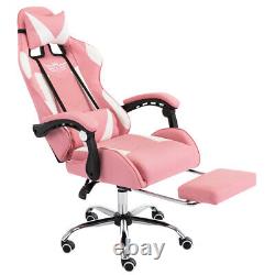 Executive Racing Swivel Gaming Office Chair PU Leather Computer Desk Chair Pink