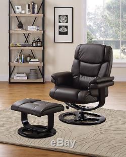 Executive Recliner Chair with Footstool Rocking Armchair Home Office Black Brown