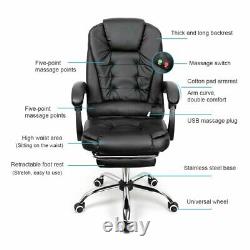 Executive Recliner Leather Massage Computer Chair Home Office Gaming Swivel
