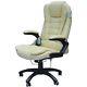 Executive Reclining Leather Chair Home Office Massage Function Swivel Height Whi