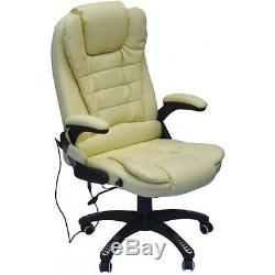 Executive Reclining Leather Chair Home Office Massage Function Swivel Height Whi