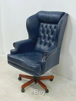 Executive leather chesterfield button back office swivel armchair desk chair