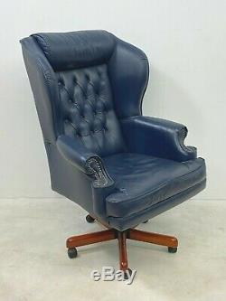 Executive leather chesterfield button back office swivel armchair desk chair