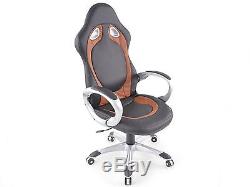 FK-Automotive Office Chair synthetic leather black/brown with armrests