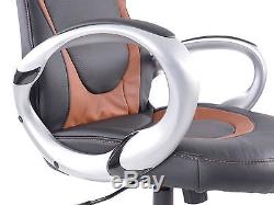 FK-Automotive Office Chair synthetic leather black/brown with armrests