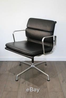 FREE UK DELIVERY Vitra Eames Chairs EA 208 Black Leather Soft Pad Polished