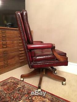 Fabulous Bevan & Funnell oxblood leather luxury office desk chair RRP £3600