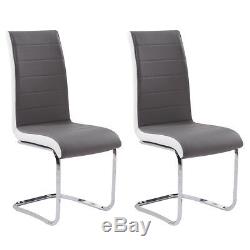 Faux Leather Dining Chairs Chrome Leg Side Kitchen Office Table Grey/Black/White