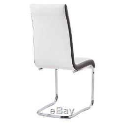 Faux Leather Dining Chairs Chrome Leg Side Kitchen Office Table Grey/Black/White