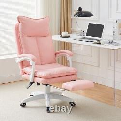 Faux Leather Gaming Racing Chair Office Chair Adjustable Swivel Footrest Pink