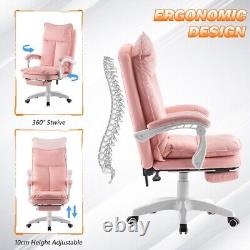 Faux Leather Gaming Racing Chair Office Chair Adjustable Swivel Footrest Pink