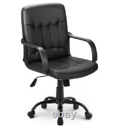 Faux Leather High Back Desk Swivel Chair Adjustable Height Recline Home Office