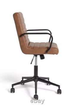 Faux Leather Office Chair Alvar In Tan Metal Armrests Quilted Finish By Habitat