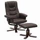 Faux Leather Swivel Office Chair Computer Chair Recliner Armchair With Footstool