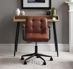 Faux Tan/brown Leather Retro Chunky Office Chair