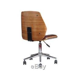 Finsbury Office Chair-Walnut Effect Wood, Brown Faux Leather Seat-BST16BR
