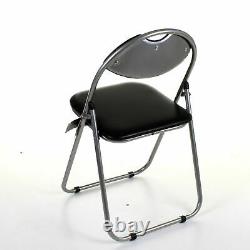 Folding Chair Faux Leather Plastic Seat Casual Formal Computer Office Seating