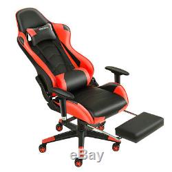 Footrest Office Gaming Chair Executive Recliner Racing Adjustable Fx Leather Red
