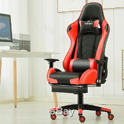Footrest Office Gaming Chair Executive Recliner Racing Adjustable Fx Leather Red