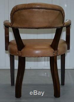 Four Rrp £9200 Brown Leather House Of Chesterfield Court Office Dining Chairs