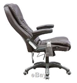 FoxHunter 8025 Leather 6 Point Massage Office Computer Chair Reclining Brown