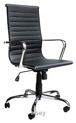 Freja Eames Style Black Bonded Leather Classic Executive Office Chair Graded 95%