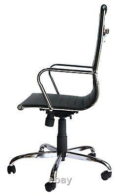 Freja Eames Style Black Bonded Leather Executive Office Chair BUILT Graded 95%