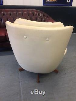 G Plan Vintage Retro 1960s Faux Leather And Walnut Swivel Egg Chair M2777