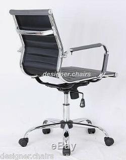 GREY Designer Style Ribbed Designer Office Chair Faux Leather New