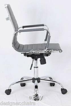 GREY Designer Style Ribbed Designer Office Chair Faux Leather New