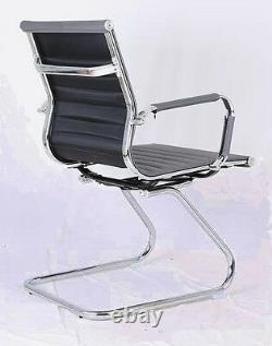 GREY Ribbed Designer Office Reception Conference Chair Faux Leather New