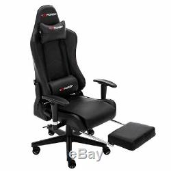 GTFORCE FORMULA PS RACING RECLINING LEATHER OFFICE GAMING CHAIR w FOOTREST BLACK