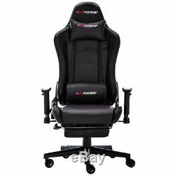 GTFORCE FORMULA PS RACING RECLINING LEATHER OFFICE GAMING CHAIR w FOOTREST BLACK