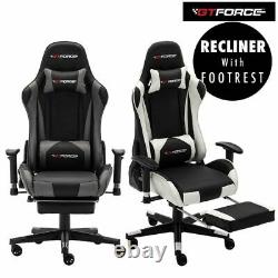 GTFORCE PRO FX RECLINING RACING GAMING OFFICE DESK LEATHER CHAIR w FOOTREST